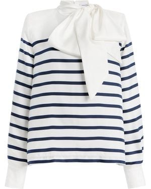 Franchise Johanna Striped Silk Top - White