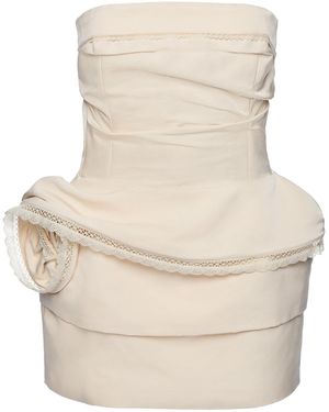 Magda Butrym Rosette-Embellished Cotton-Blend Mini Dress - Natural