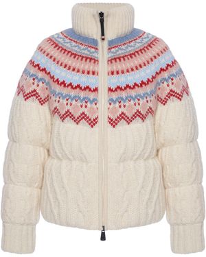Moncler Knit Wool-mohair Down Jacket - Pink