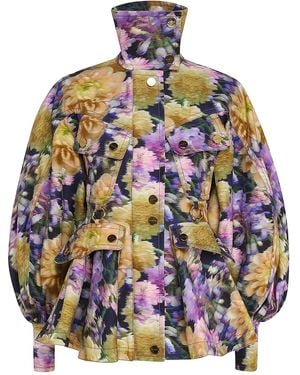Zimmermann Luna Floral Drill Cotton Jacket - Gray