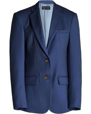 Sergio Hudson Single-Breasted Wool Blazer - Blue