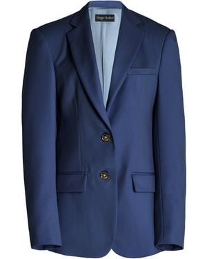 Sergio Hudson Single-Breasted Wool Blazer - Blue