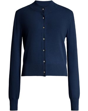 Brandon Maxwell Aubrey Crew Neck Cardigan - Blue