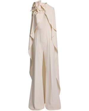 Elie Saab Cape-detailed Cady Jumpsuit - Natural