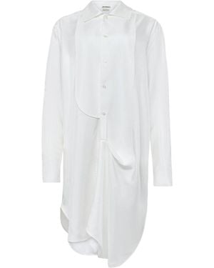 JW Anderson Tuxedo Draped Silk Midi Dress - White