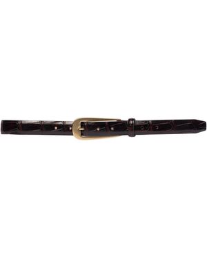 Black Suede Studio Orly Leather Belt - Brown