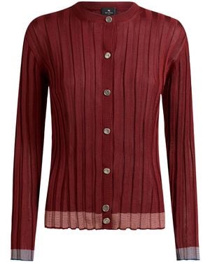 Etro Ribbed-Knit Cardigan - Red