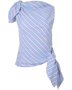 Monse Knotted Cotton Top - Blue