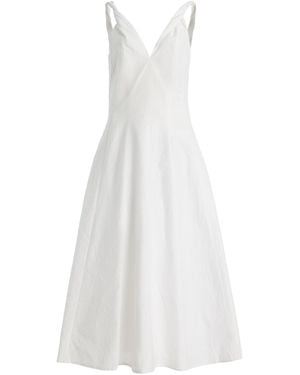 Rohe Twisted-Shoulder Cotton-Blend Midi Dress - White