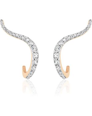 Marie Mas 18K Rose Halo Earrings Half Pavé - White