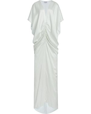 Del Core Draped Satin Caftan Gown - White
