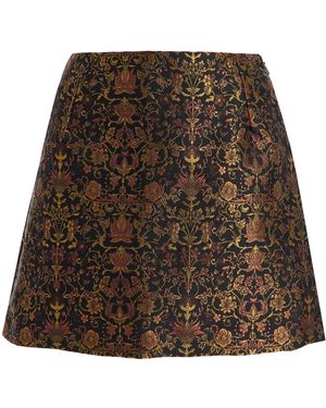 D'Estree Exclusive Meava Garden Jacquard Mini Skirt - Brown