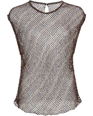 Twp Beaded Open-Knit Tank Top - Grey