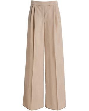 LAQUAN SMITH Crease-Front Wide-Leg Trousers - Natural