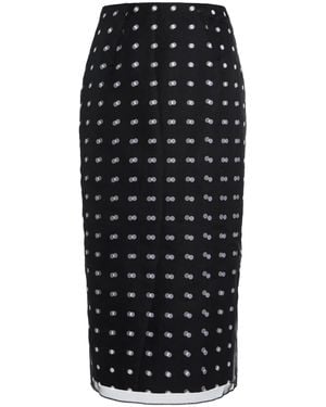 Emilia Wickstead Bethan Polka-Dot Taffeta Midi Skirt - Black