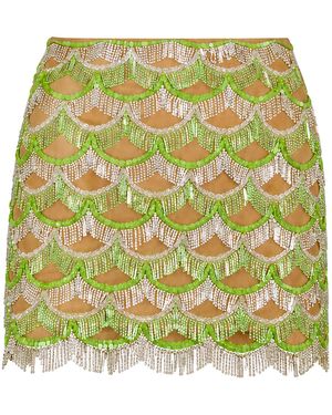 Andrés Pajón Vira Embroidered Tulle Mini Skirt - Green