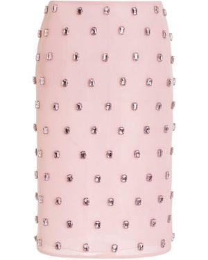 Brandon Maxwell The Leanne Embroidered Pencil Skirt - Pink