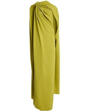 Oscar de la Renta Draped Georgette Caftan Gown - Green