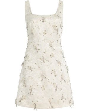 Jonathan Simkhai Viva Embellished Floral-Embroidered Satin Mini Dress - Natural