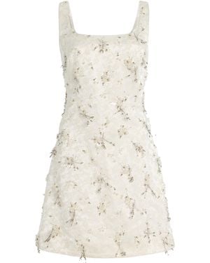 Jonathan Simkhai Viva Embellished Floral-Embroidered Satin Mini Dress - Natural