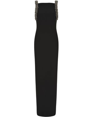 Rachel Gilbert Riley Embellished Wool-Silk Gown - Black