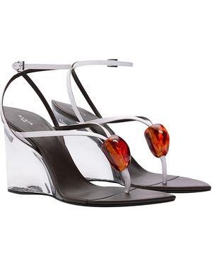 Alaïa Invisible Thong Wedge Sandals - White