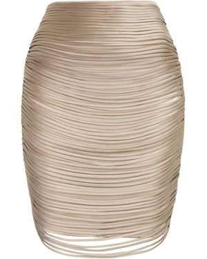 ANDRES OTALORA Noche Estrellada Fringed Mini Skirt - Natural