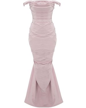 Marmar Halim Off-Shoulder Draped Taffeta Gown - Pink