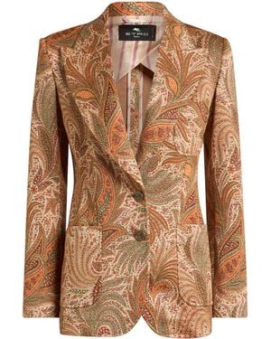 Etro Printed Cotton-blend Blazer - Brown