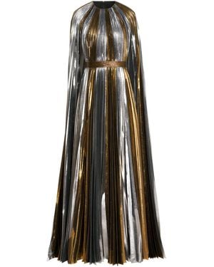 SemSem Pleated Silk-Lamé Caftan Dress - Metallic