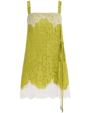 Siedres Capri Lace-Trimmed Satin Mini Dress - Yellow