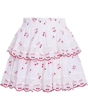 LoveShackFancy Ruffled Cotton Mini Skirt - White