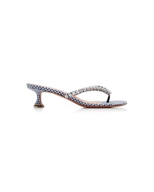 AMINA MUADDI Gigi Crystal Gingham Thong Sandals - Blue