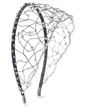 Emm Kuo Crystal-Embellished Satin Headband - Gray