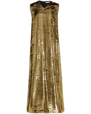 The Row Louane Metallic Silk Dress - Natural