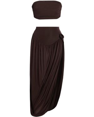 Maygel Coronel Noriega Jersey Skirt Set - Brown