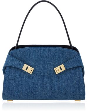 Ferragamo Hug Washed-Denim Shoulder Bag - Blue