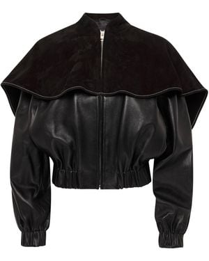 JW Anderson Oversized-Collar Leather Bomber Jacket - Black