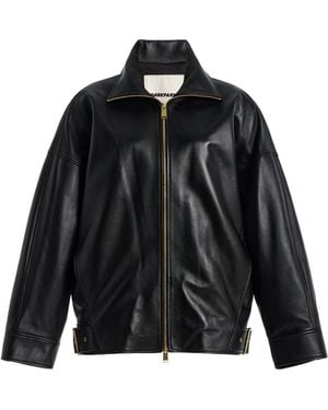 DARKPARK Celine Plonge Leather Aviator Bomber Jacket - Black