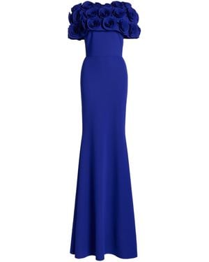 Greta Constantine Canna Rosette-detailed Cady Gown - Blue