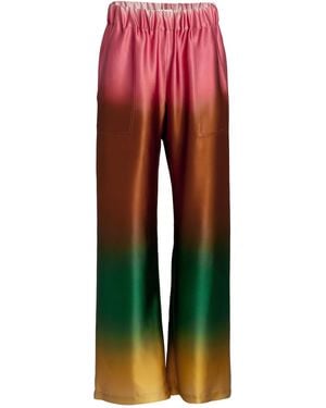 Silvia Tcherassi Nerea Stretch-Satin Wide-Leg Pants - Red