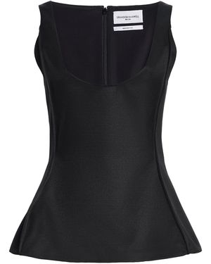 Brandon Maxwell Briar Structured Wool Silk Tank Top - Black