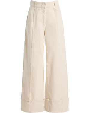 Another Tomorrow Denim Cuffed Trousers - Natural