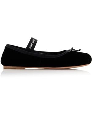 Miu Miu Velvet Ballet Flats - Black