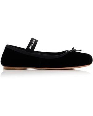 Miu Miu Velvet Ballet Flats - Black