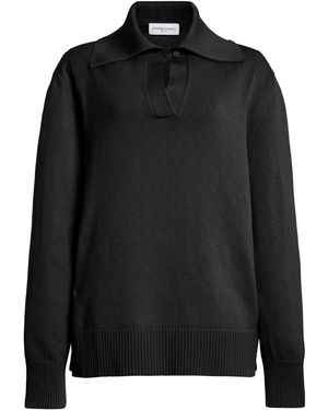 Brandon Maxwell The Edie Relaxed Knit Polo Jumper - Black