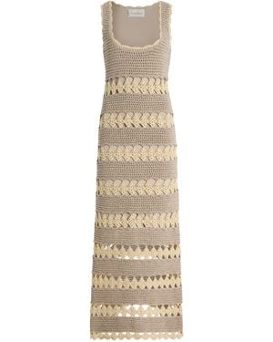 Cara Cara Joan Crocheted Metallic-cotton Midi Dress - Natural