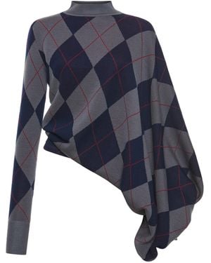A.W.A.K.E. MODE Argyle-Knit Wool Sweater - Blue