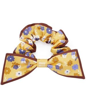 Miu Miu Floral Twill Scrunchie - Metallic