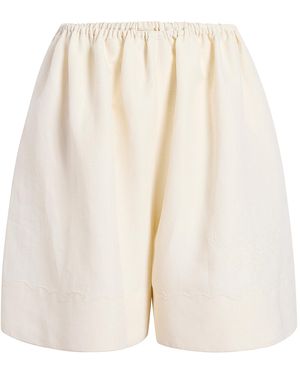 KHAITE Nilmette Embroidered Linen-Blend Shorts - White